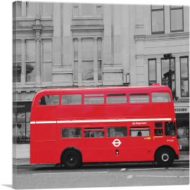 Doubledecker Red Bus In London Street-1-Panel-12x12x1.5 Thick