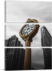 Gold Street Clock New York City NYC-3-Panels-90x60x1.5 Thick