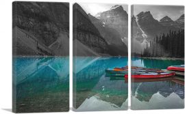 Kayaks Boat In Blue Lake-3-Panels-60x40x1.5 Thick