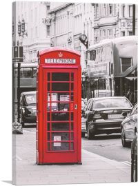 London England Red Telephone Kiosk Rectangle-1-Panel-40x26x1.5 Thick