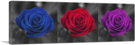 Navy Blue Red Purple Rose Flower-1-Panel-36x12x1.5 Thick