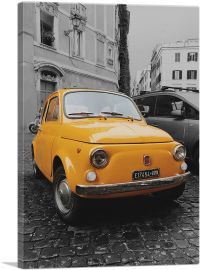 Orange Fiat Vintage Car-1-Panel-12x8x.75 Thick