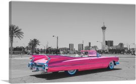 Pink Cadillac American Vintage Car-1-Panel-12x8x.75 Thick