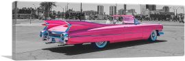 Pink Cadillac Vintage Car-1-Panel-48x16x1.5 Thick