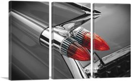 Red Light On Vintage Car Tail Fins-3-Panels-90x60x1.5 Thick