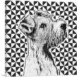 Fox Terrier Dog Breed Black White Geometric Pattern-1-Panel-12x12x1.5 Thick