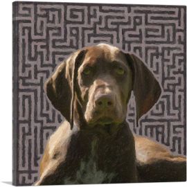German Shorthaired Pointer Dog Breed Brown Pattern-1-Panel-18x18x1.5 Thick
