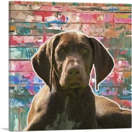 German Shorthaired Pointer Dog Breed Colorful Graffiti-1-Panel-18x18x1.5 Thick