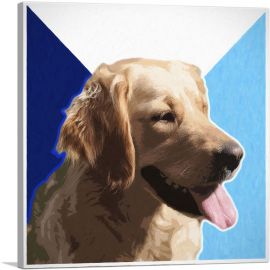 Golden Retriever Dog Breed Blue White-1-Panel-18x18x1.5 Thick