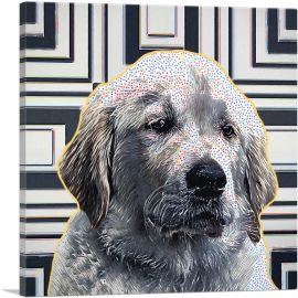 Golden Retriever Dog Breed Puppy Polka Dots-1-Panel-12x12x1.5 Thick