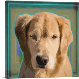Golden Retriever Dog Breed Teal-1-Panel-18x18x1.5 Thick