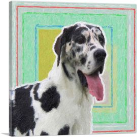 Great Dane Dog Breed Colorful Squares-1-Panel-18x18x1.5 Thick