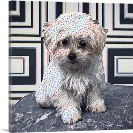 Havanese Dog Breed Polka Dots Puppy-1-Panel-12x12x1.5 Thick