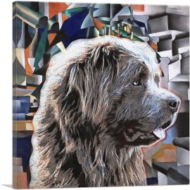 Newfoundland Dog Breed Geometric Modern-1-Panel-36x36x1.5 Thick