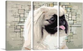 Peckingese Dog Breed Modern-3-Panels-90x60x1.5 Thick