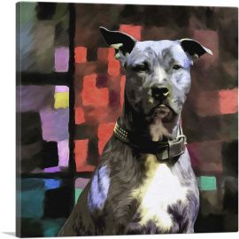 PitBull Terrier Dog Breed Colorful Abstract-1-Panel-26x26x.75 Thick