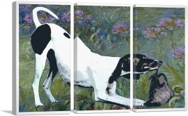 Pointer Dog Breed Flowers-3-Panels-60x40x1.5 Thick