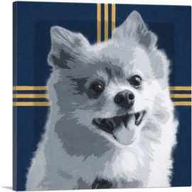 Pomeranian Dog Breed Blue Yellow Modern-1-Panel-12x12x1.5 Thick
