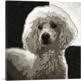 Poodle Dog Breed Black White-1-Panel-18x18x1.5 Thick