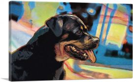 Rottweiler Dog Breed Blue Yellow Abstract-1-Panel-26x18x1.5 Thick