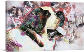 Saint Bernard Dog Breed Colorful Splatter-1-Panel-18x12x1.5 Thick