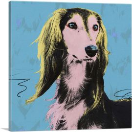 Saluki Dog Breed Blue Yellow Pink Pop Art-1-Panel-12x12x1.5 Thick