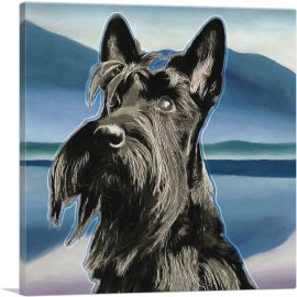 Scottish Terrier Dog Breed Blue Pastel-1-Panel-36x36x1.5 Thick