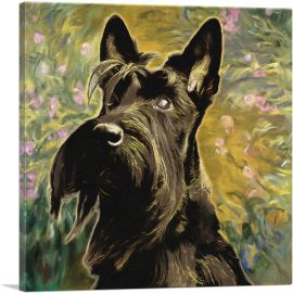 Scottish Terrier Dog Breed Flowers-1-Panel-12x12x1.5 Thick