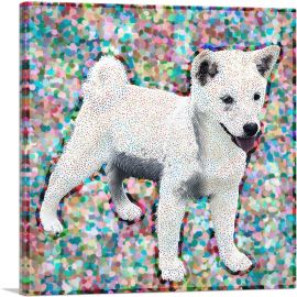 Shiba Inu Dog Breed Colorful Polka Dots-1-Panel-12x12x1.5 Thick