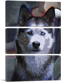 Siberian Husky Dog Breed Colorful Polka Dots-3-Panels-90x60x1.5 Thick