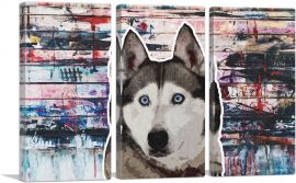Siberian Husky Dog Breed Graffiti Rectangle-3-Panels-90x60x1.5 Thick