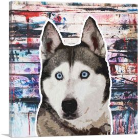 Siberian Husky Dog Breed Graffiti Square-1-Panel-36x36x1.5 Thick