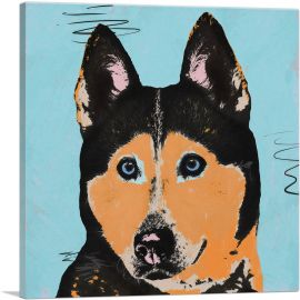 Siberian Husky Dog Breed Pop Art-1-Panel-18x18x1.5 Thick