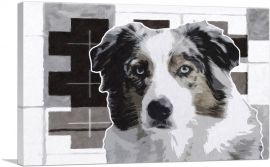 Australian Shepard Dog Breed Black White-1-Panel-12x8x.75 Thick