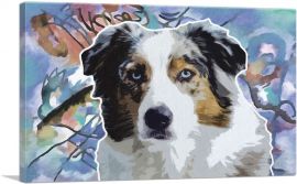 Australian Shepard Dog Breed Colorful Abstract-1-Panel-12x8x.75 Thick