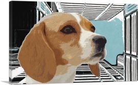 Beagle Dog Breed Sky Buildings-1-Panel-26x18x1.5 Thick