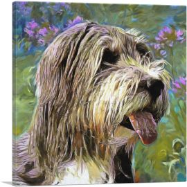 Bearded Collie Dog Breed Flowers-1-Panel-36x36x1.5 Thick