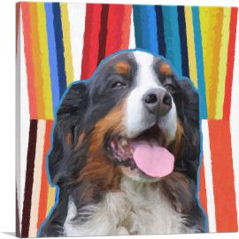 Bernese Mountain Dog Breed Yellow Red Blue-1-Panel-12x12x1.5 Thick