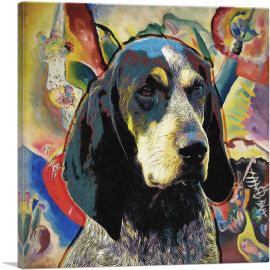 Bluetick Coonhound Dog Breed Colorful Abstract-1-Panel-12x12x1.5 Thick