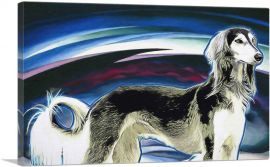 Borzoi Dog Breed Black Blue White Pink-1-Panel-18x12x1.5 Thick