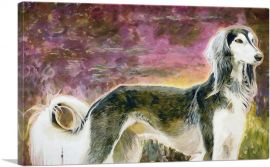 Borzoi Dog Breed Pink Yellow-1-Panel-12x8x.75 Thick