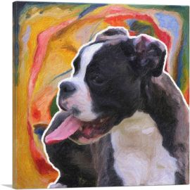 Boston Terrier Dog Breed Colorful-1-Panel-18x18x1.5 Thick
