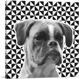 Boxer Dog Breed Black White Geometric-1-Panel-18x18x1.5 Thick