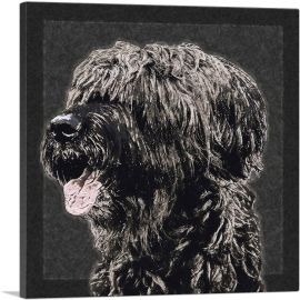 Briard Dog Breed Black White-1-Panel-18x18x1.5 Thick