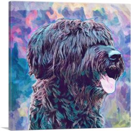 Briard Dog Breed Teal Purple-1-Panel-12x12x1.5 Thick