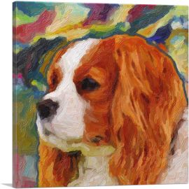 Brittany Spaniel Dog Breed Colorful-1-Panel-12x12x1.5 Thick
