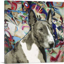Bull Terrier Dog Breed Colorful Abstract-1-Panel-36x36x1.5 Thick