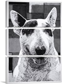 Bull Terrior Dog Breed Black White-3-Panels-90x60x1.5 Thick