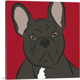 Bulldog Dog Breed Pop Art Red-1-Panel-36x36x1.5 Thick