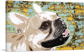 Bulldog Dog Breed Teal Yellow-1-Panel-40x26x1.5 Thick